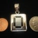 CLEARANCE Vintage Mexican Sterling Pendant has Bezel set Onyx & Mother of Pearl Inlay centered on larger silver rectangular back piece
