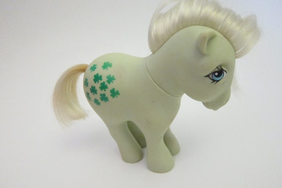 Vintage My Little Pony Green Minty White Hair Green Clover