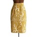 1960s Paisley Print Pencil Skirt, Knee Length Mustard XS