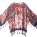 Sheer Velvet Burnout Fringe Kimono Jacket