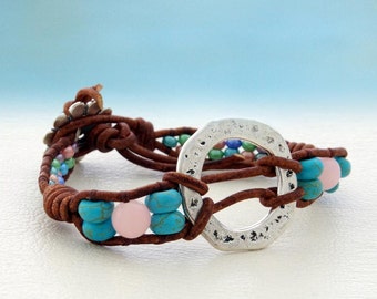 Shiloh... leather wrap bracelet... Original OceanBead Style.