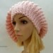 Chunky Knit hat Oversized Beret Slouchy Rasta Tam Merino Wool beanie Pink Pom Pom Womens Adult Teens