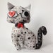 Stuffed Cat Toy Plushie handmade in Black and White fabric