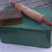 SALE......Great Vintage Bread Box with vintage Rolling Pin and Cod Fish Primitive Box,country,eclectic,French