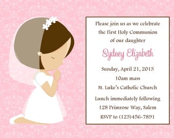 First Communion Invitation - Girl (Digital File)