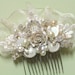 Romantic Bridal Hair Comb- Champagne Rose Hairpiece- Champagne Bridal Hair Comb-Rhinestone & Pearl Wedding Hair Piece- Hair Accessories