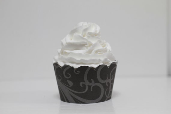 Black Flourish Cupcake Wrappers Il_570xn