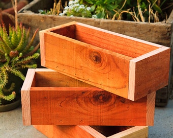 Set of 4 3x3 Succulent Planter Box Redwood by thegrowingwall