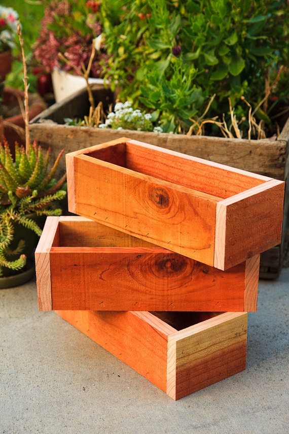 Items similar to Set of 3 5x12&quot; Planter Box Redwood
