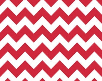 Clearance-Medium Chevron Cotton-Red by Riley Blake- 1 yard