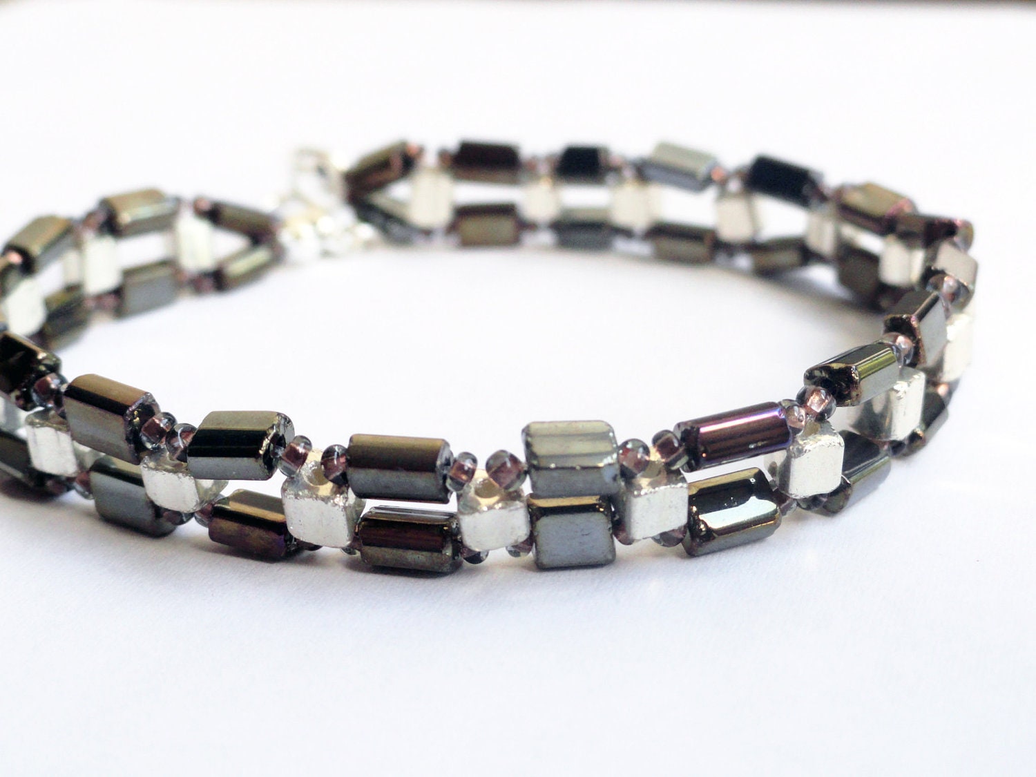 Brown bead bracelet woven bracelet bronze by handmadeintoronto