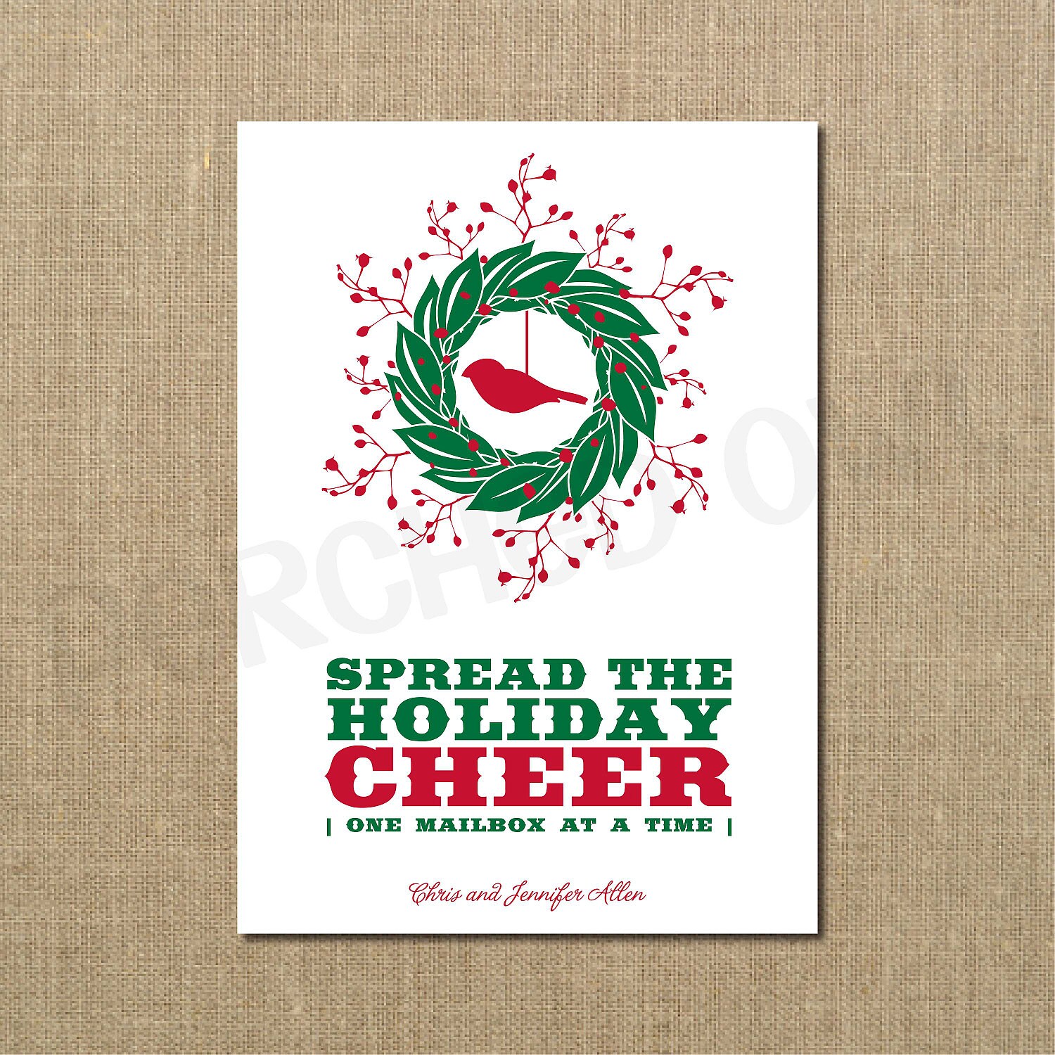 Spread the Holiday Cheer Christmas Card - Digital File