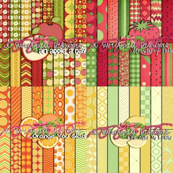Fruit Salad Digital Scrapbooking Paper Superpack