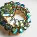 Vintage rhinestone Juliana brooch, blue green aurora borealis sparkling stones