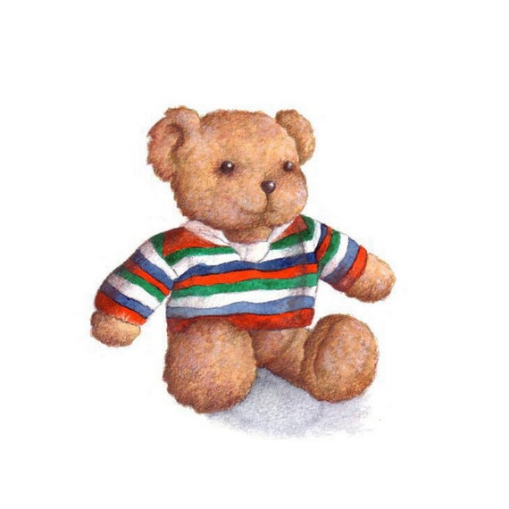 Nursery Art, Teddy Bear, print from an original watercolor illustration