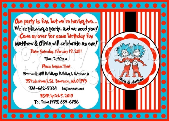 Thing 1 Thing 2 Invitation Wording 9