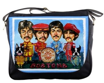 Boston Terrier Sgt Peppers Lonely Hearts Club Band Messenger Bag