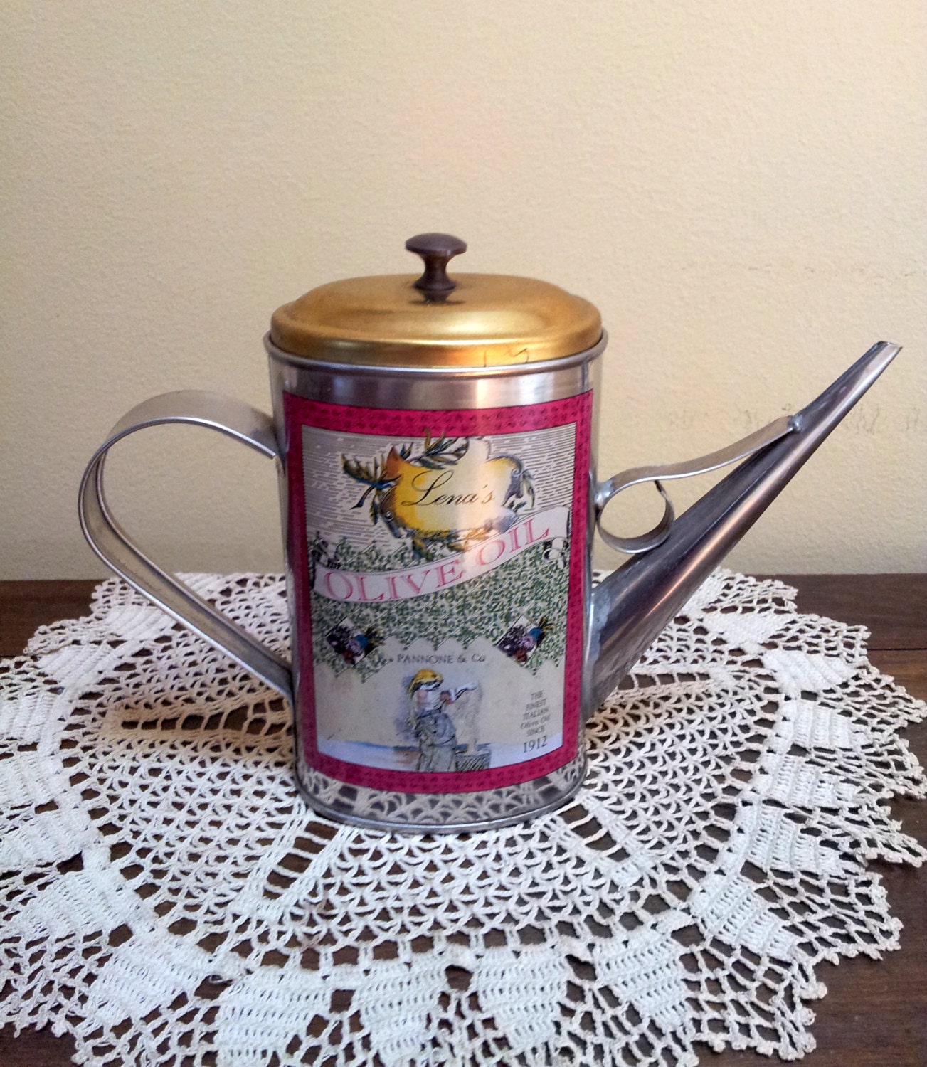 Vintage Italian Olive Oil Can by antiqfinds on Etsy