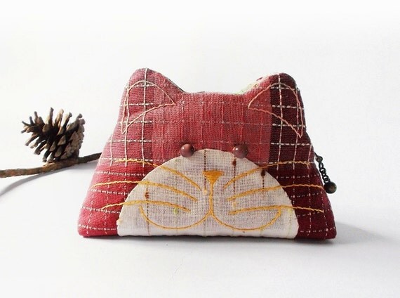 Cat purse / Cat zipper purse / Cat coin purse / Hand