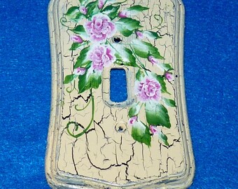 Hand Painted Shabby Chic Light Switch Cover Single Wood Wall Plate Decorative
