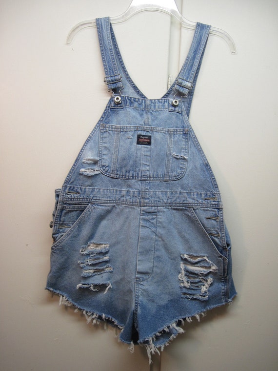 Womens Bib overall cut off shorts size Small by 1960vintagemania