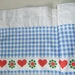 SALE Vintage Swedish Café curtain blue and white checkered with red hearts