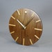 Walnut Veneer Wood Wall Clock 8 3/4 Inches In Diameter