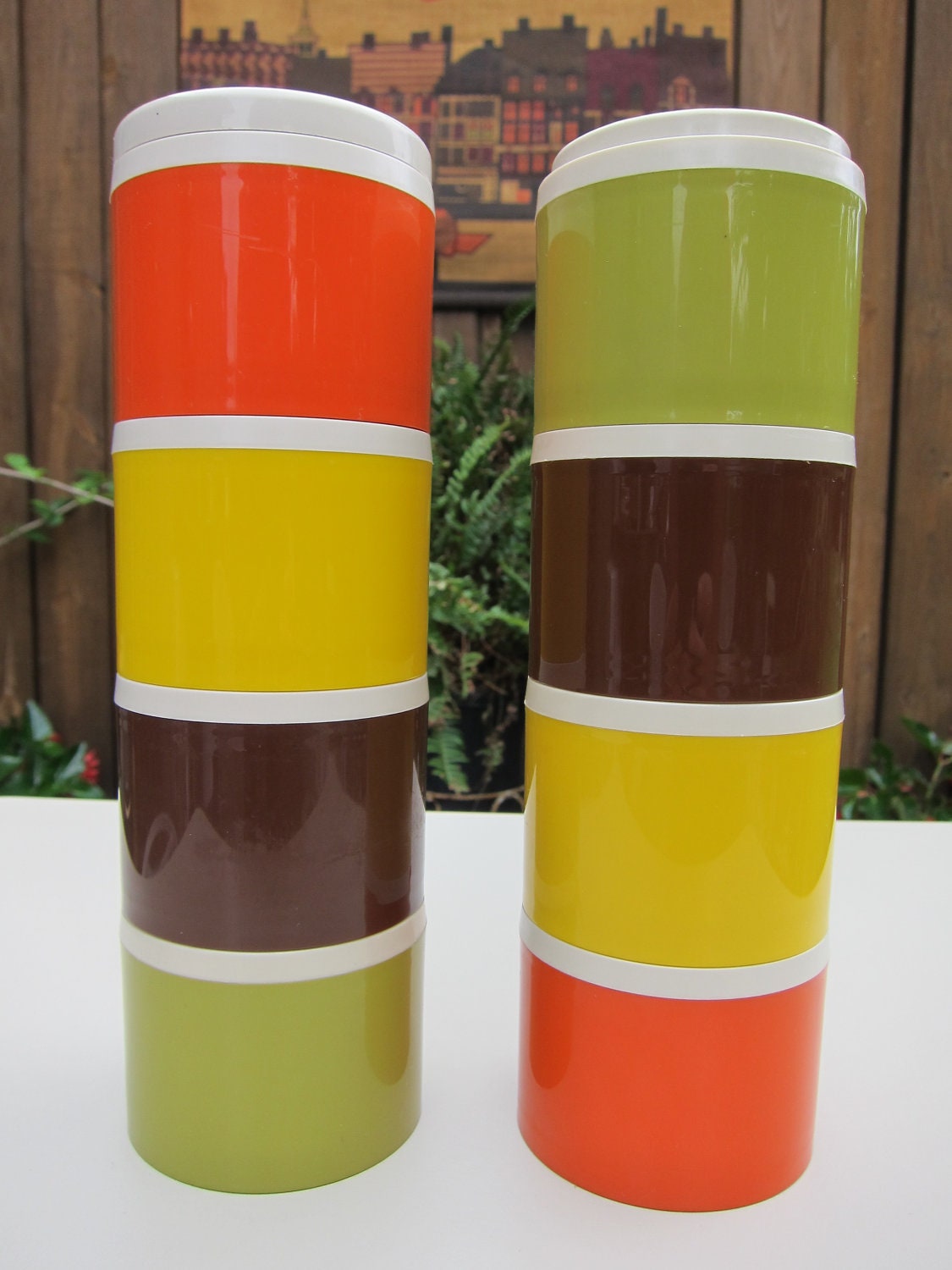 Vintage Stackable Tupperware Spice Containers Set of 8 Space