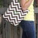 Brown and Cream CHEVRON stripe zigzag Handbag/ Diaper Bag/ Purse/ Tote/ Beach Bag- Large