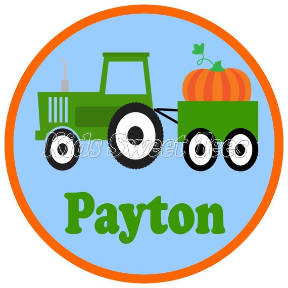 Tractor with pumpkins - personalized - digital image - Halloween - Fall - Autumn - Thanksgiving Il_570xn