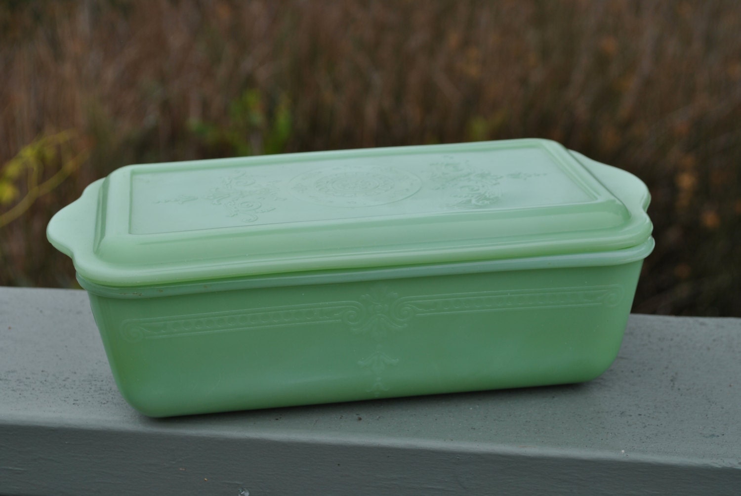 Fire King Jadite Philbe Refrigerator Dish 9'' by WantfulTreasures