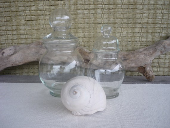 set of 2 vintage apothecary jars shabby chic glass by set of 2 vintage apothecary jars shabby chic glass by