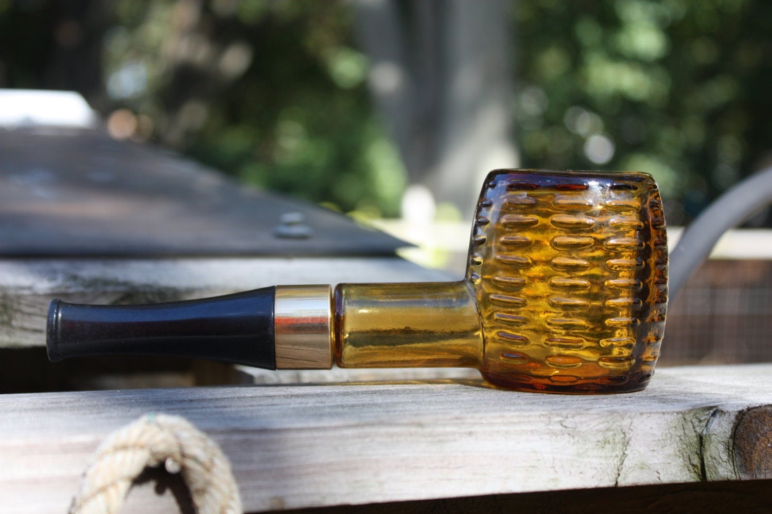 pipe vintage bottle avon Corn by After Cob Vintage Glass Pipe Amber Avon BeachArtbychrissie