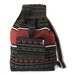 Tribal Fabric Backpack, Latin American, Peru, Dark Green, Orange Stripes