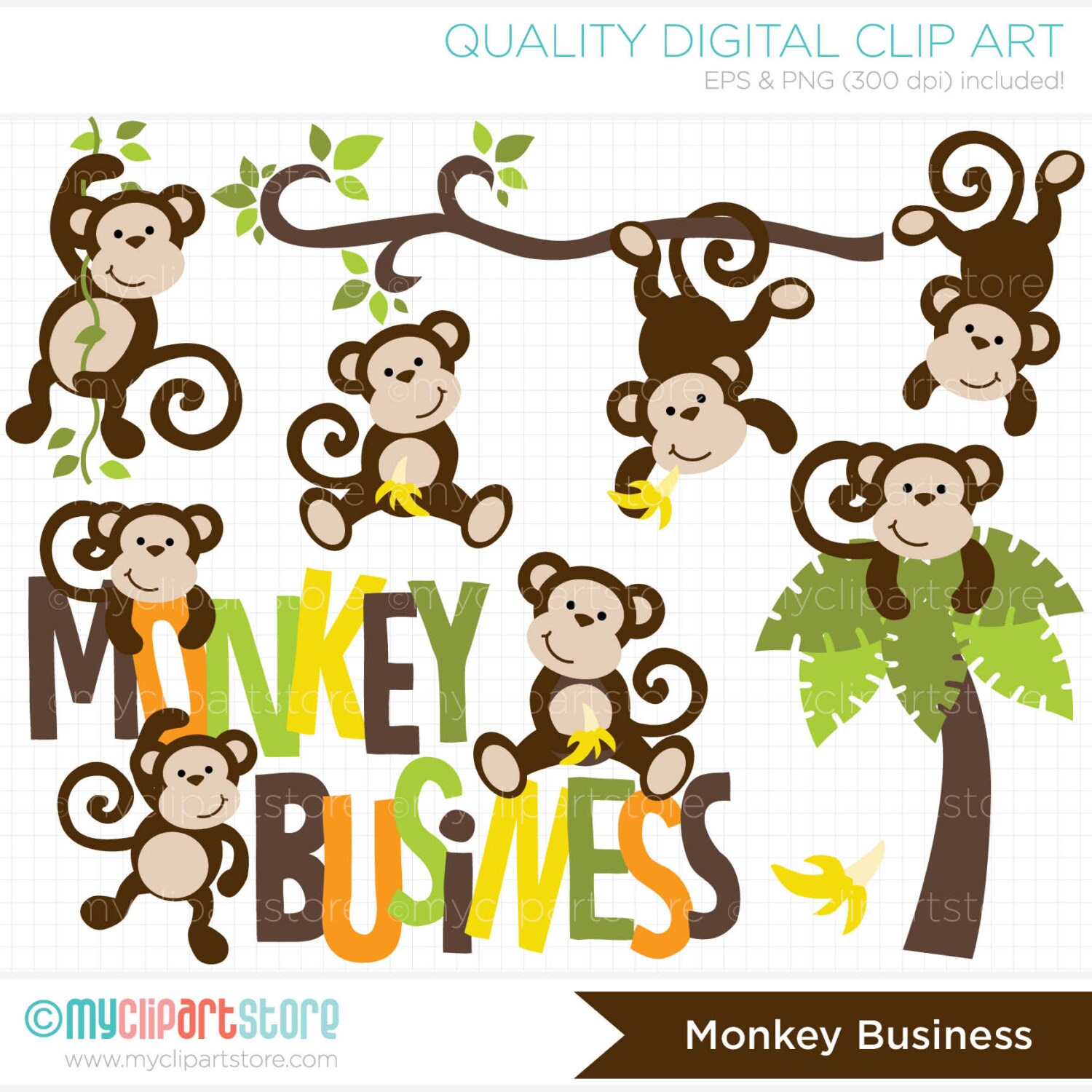 monkey clip art etsy - photo #9