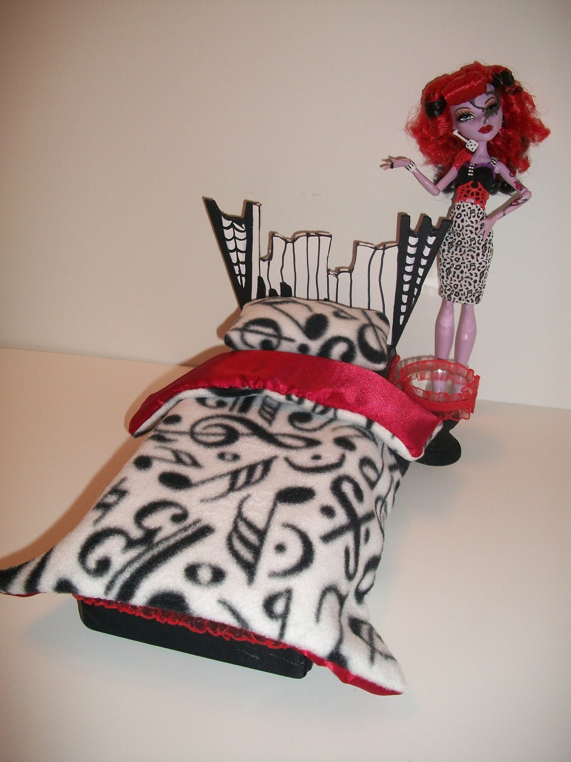 Furniture for Monster High Dolls Handmade Spooky Piano Bed for