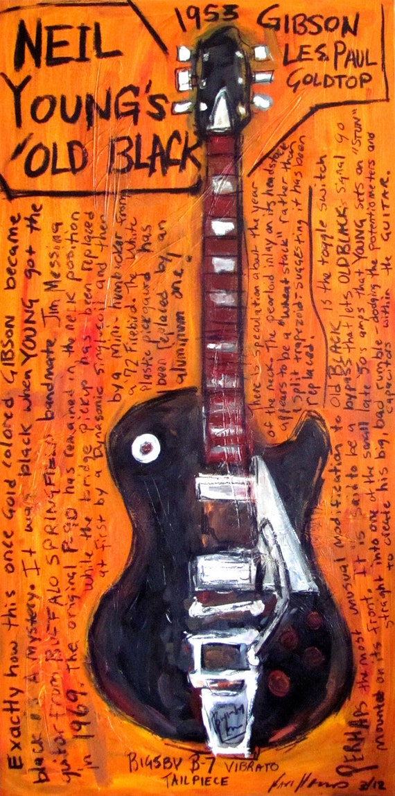 Guitar Neil Young Guitar Poster Guitar Art Old Black