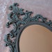 Vintage Burwood Ornate Oval Wall Mirror Taupe and Aqua Hollywood Regency Syroco Victorian