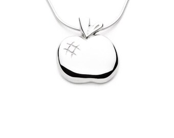 Apple - Handmade Sterling Silver Pendant with Snake Chain