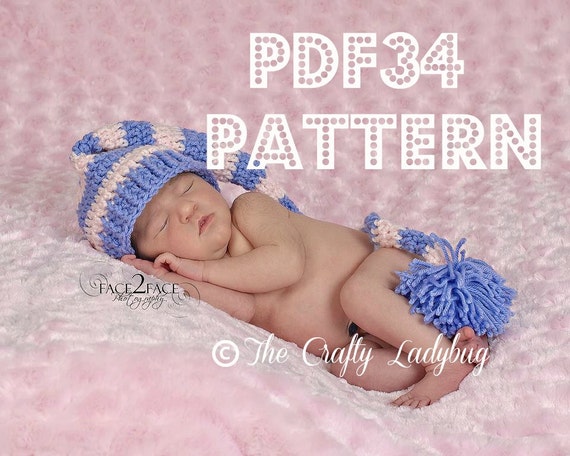 Long tail elf hat crochet pattern 7 sizes newborn to