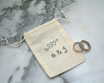 Personalized wedding ring pouches