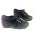90s Platform Sneakers 8 - Black Canvas Chunk Heel Lace Up Bootie