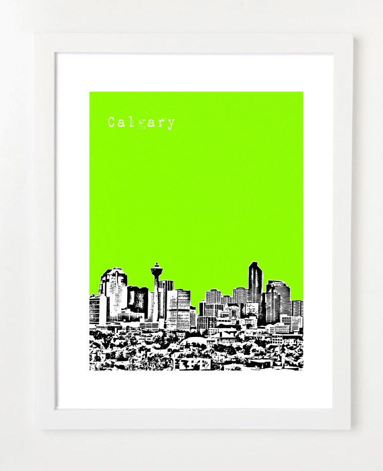 Calgary Alberta City Skyline Poster Calgary Fine Art Print