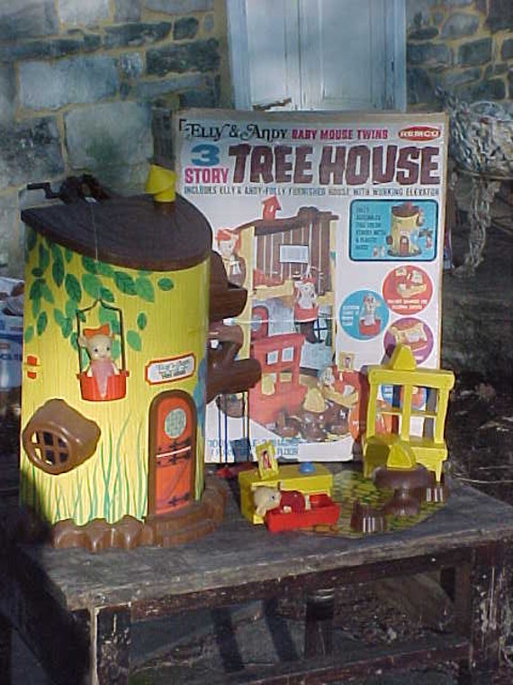 Elly & Andy Baby Mouse Twins with 3 story Tree House by Remco