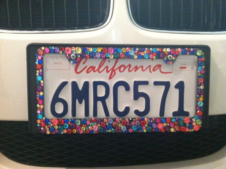 Bedazzled License Plate Frame by DazzledandJeweled on Etsy