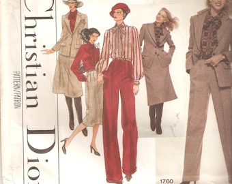 UNCUT Vogue Sewing Pattern 1760 design by Christian Dior, Sz 14, 1980s