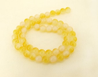 Charm Yellow Candy Jade Glass Gemstone Beads ---- 8mm ----about 54beads----about 16" in length