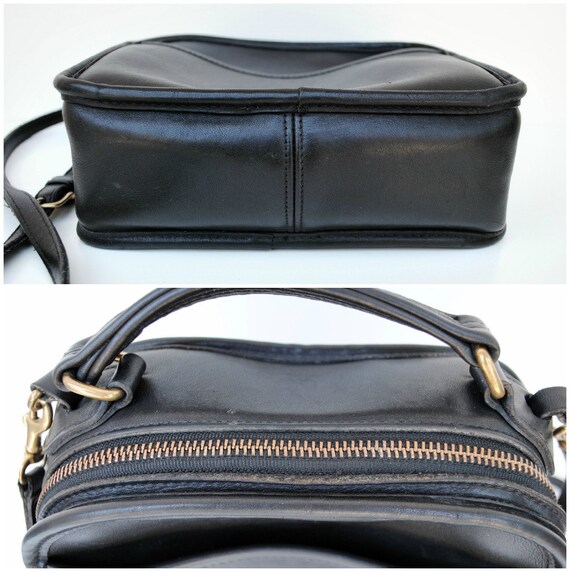 Vintage COACH Black Leather Lunch Box Crossover / Shoulder Bag