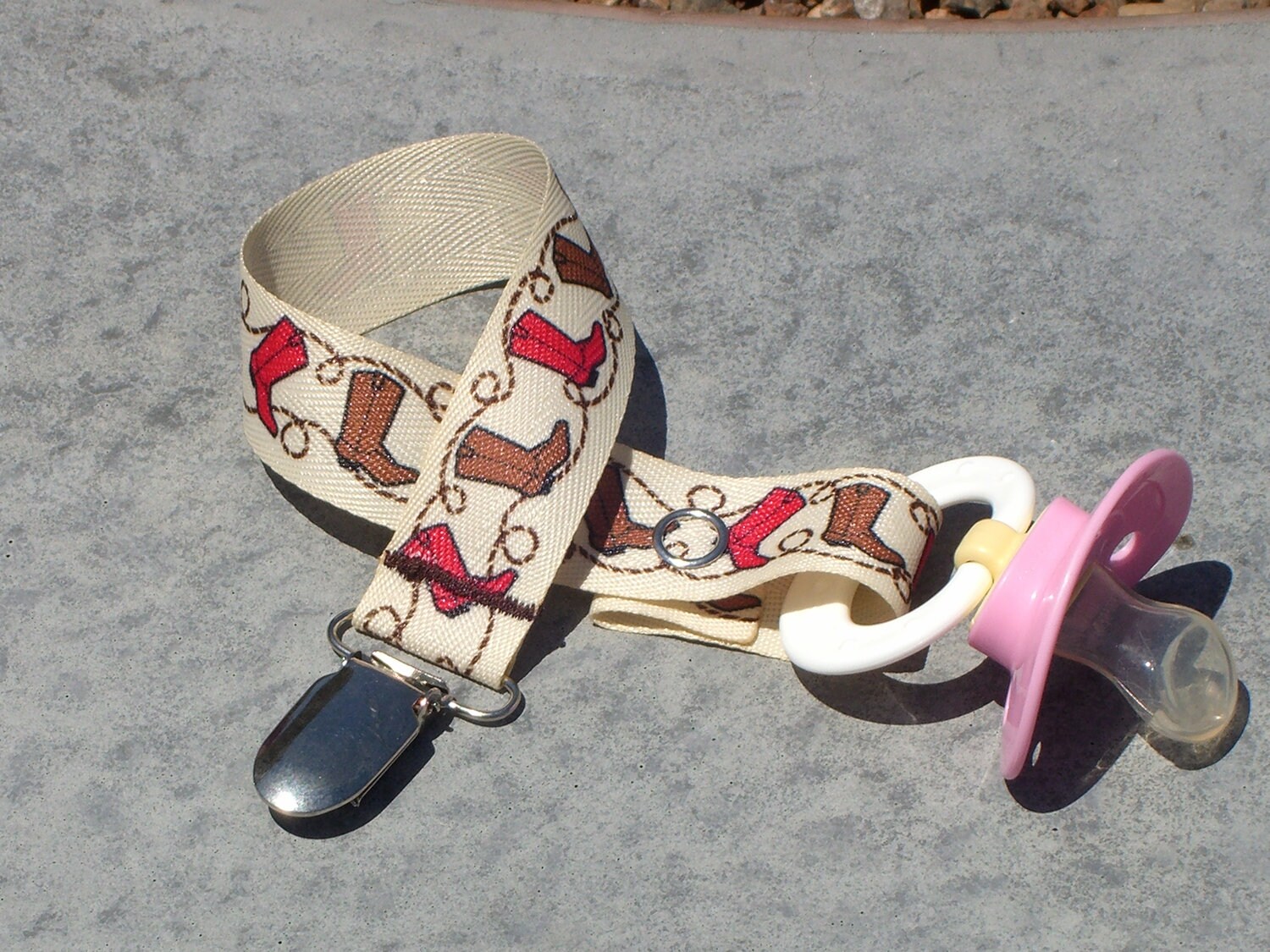 Pacifier clip western cowboy boots by sewlucky16 on Etsy