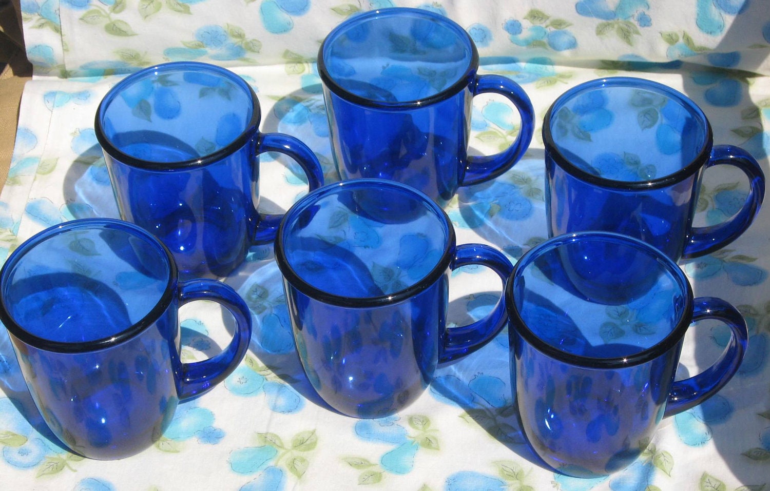 Cobalt Blue Glass Mugs Arcoroc France